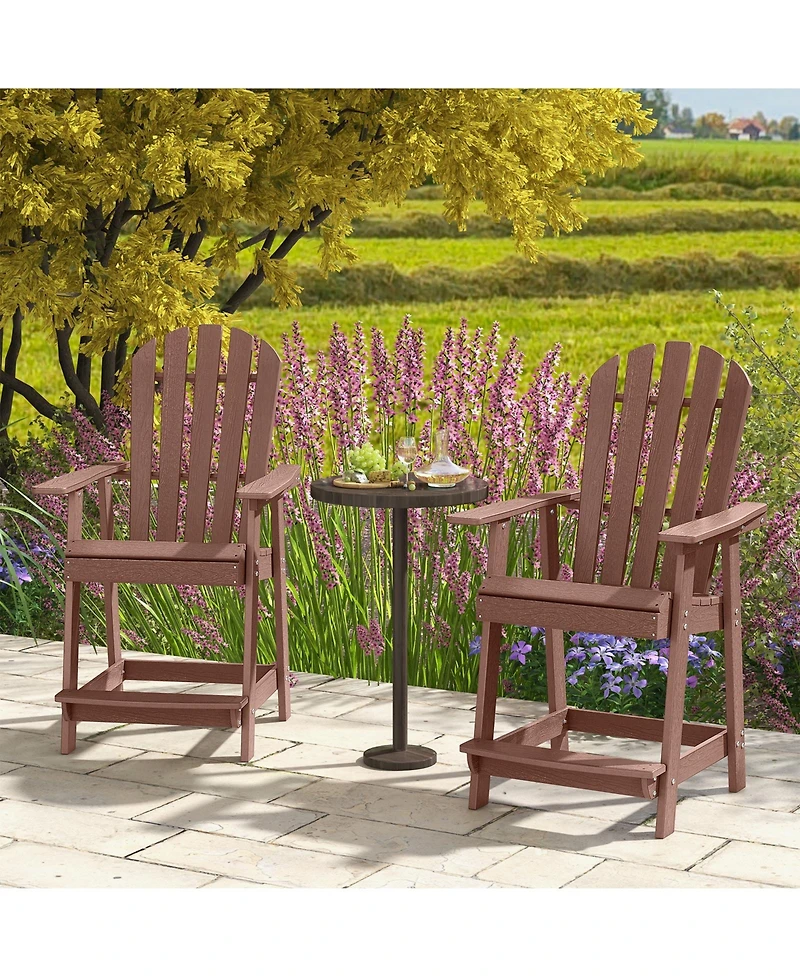 Hdpe Patio Chair with Armrest and Footrest for Indoor Outdoor