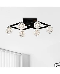 6-Light Crystal Ceiling Lamp for Dining Room, Modern Entryway Light