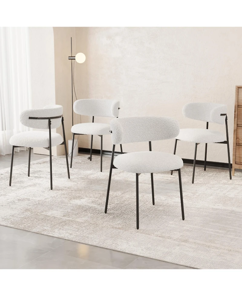 Streamdale 4-Piece Velvet Dining Chairs with Metal Legs
