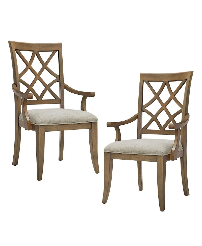 Streamdale Retro Upholstered Arm Dining Chairs (Set of 2)