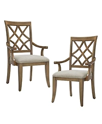 Streamdale Retro Upholstered Arm Dining Chairs (Set of 2)