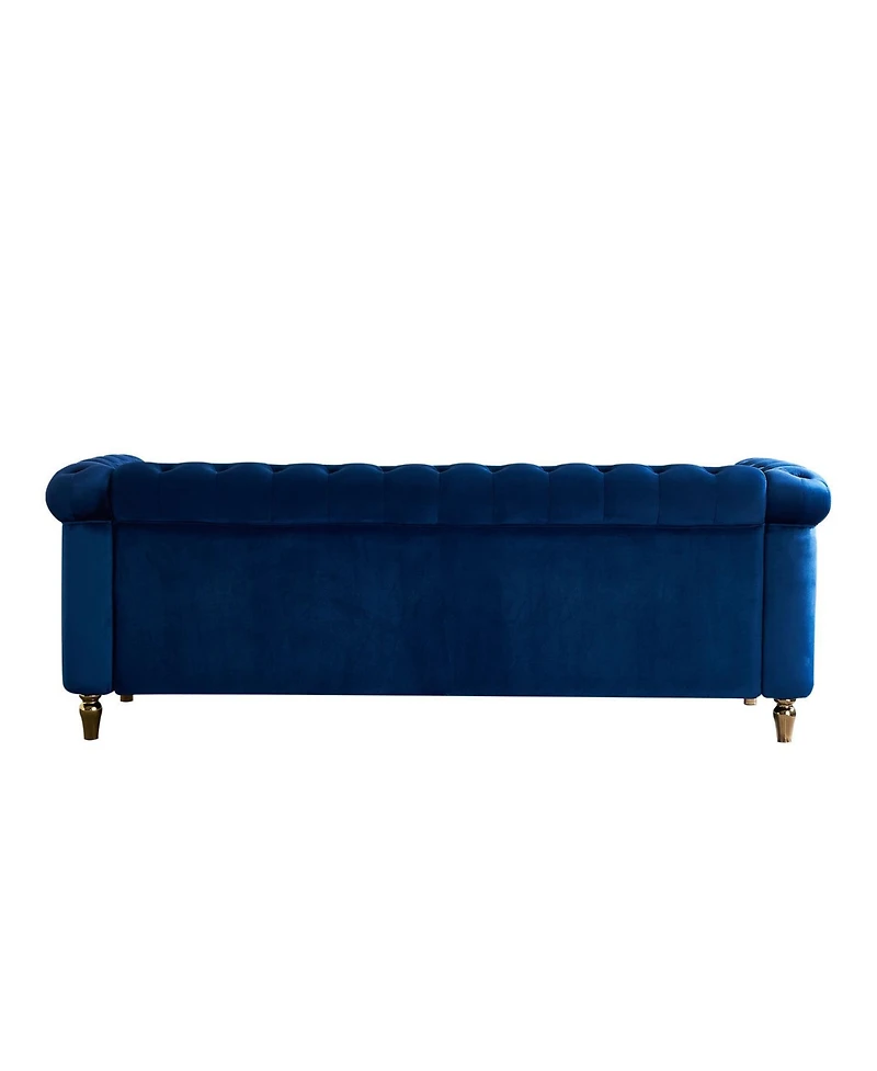 Streamdale Chesterfield Velvet Sofa 84.65 inch for Living Room Blue Color