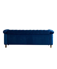 Streamdale Chesterfield Velvet Sofa 84.65 inch for Living Room Blue Color