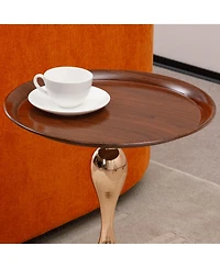 Modern Round Coffee Table, Metal Pedestal Table for Small Spaces
