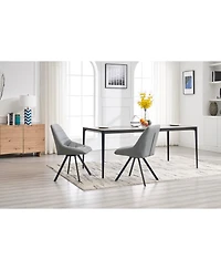 Streamdale Dining Chair,Thickened fabric chairs with metal legs Set of 2,Grey