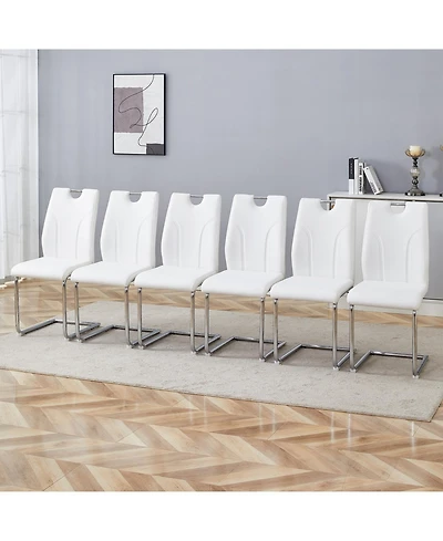 Streamdale White Pu Dining Chair Set (6-Pack)