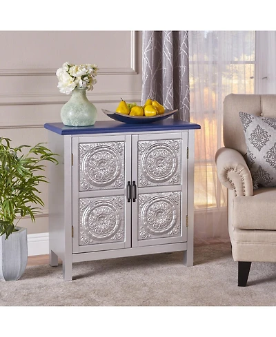 Elegant Firwood Cabinet With Carved Panels And Ample Storage