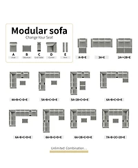 Corduroy Convertible Sectional Sofa with Ottoman, Gray
