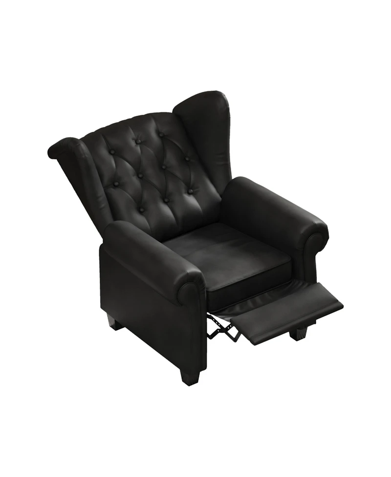 Modern Tufted Push Back Armchair Technical Leather Chair, Adjustable Single Sofa Chair with Sturdy Wood Legs for Bedroom, Living Room
