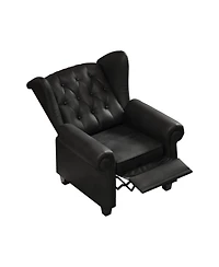 Modern Tufted Push Back Armchair Technical Leather Chair, Adjustable Single Sofa Chair with Sturdy Wood Legs for Bedroom, Living Room