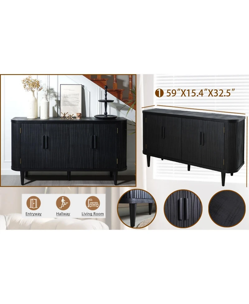 Modern Accent Cabinet with Adjustable Shelves and 4 Doors