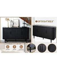 Modern Accent Cabinet with Adjustable Shelves and 4 Doors