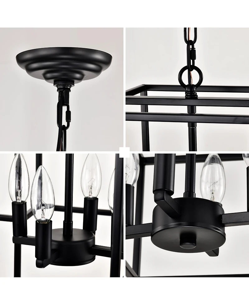 Streamdale Matte Black 4-Light Adjustable Pendant Light for Dining Room, Farmhouse Style