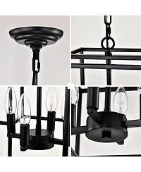 Streamdale Matte Black 4-Light Adjustable Pendant Light for Dining Room, Farmhouse Style