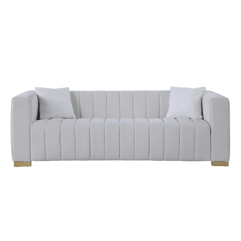 Streamdale Modern Chesterfield Sofa, White, 3-Seater