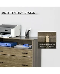 Vinsetto Lateral File Cabinet with Shelf, 2 Drawer Filing Cabinet for Letter Sized Papers, Print Stand, Charcoal Grey