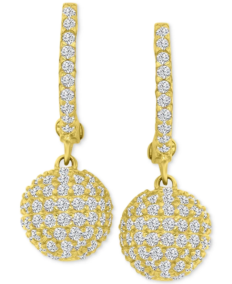 Cubic Zirconia Micro-Pave Dangle Small Huggie Hoop Earrings