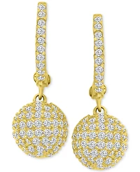 Cubic Zirconia Micro-Pave Dangle Small Huggie Hoop Earrings