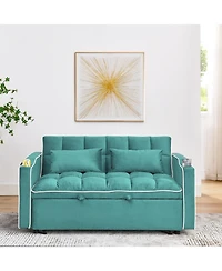 Versatile 55.5" Foldable Sofa Bed with Adjustable Back, Usb Port, and Phone Stand (Green