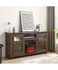 Streamdale 60" Farmhouse Tv Stand with Fireplace, Espresso