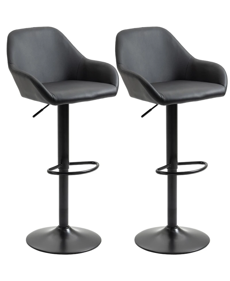 Streamdale Furniture Adjustable Bar Stools, Swivel Counter Height Barstools with Footrest and Back, Pu Leather and Steel Round Base, for Kitchen Count