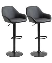 Streamdale Furniture Adjustable Bar Stools, Swivel Counter Height Barstools with Footrest and Back, Pu Leather and Steel Round Base, for Kitchen Count