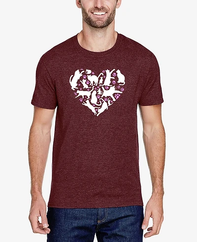 La Pop Art Men's Cat Heart Premium Blend Word T-Shirt