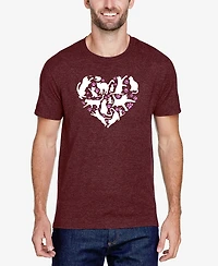 La Pop Art Men's Cat Heart Premium Blend Word T-Shirt