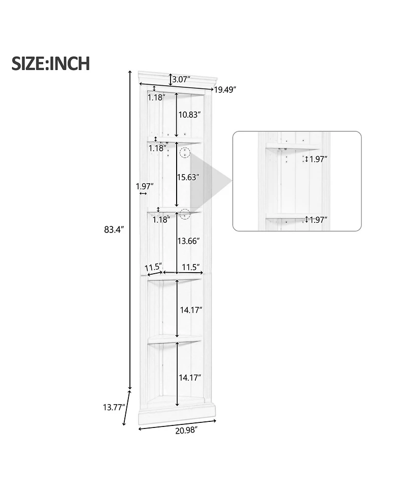 Streamdale 5-Tier Modern Led Corner Shelf (83.4")