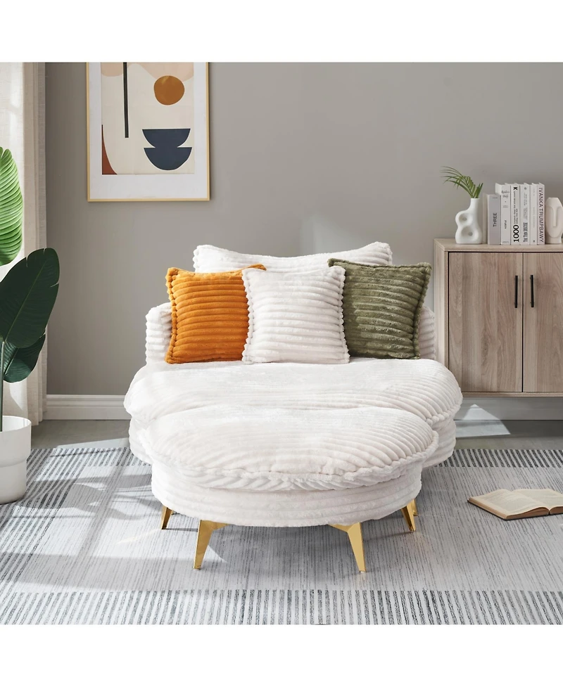 Streamdale Cozy Corduroy Sofa Fabric (65") with Pillows