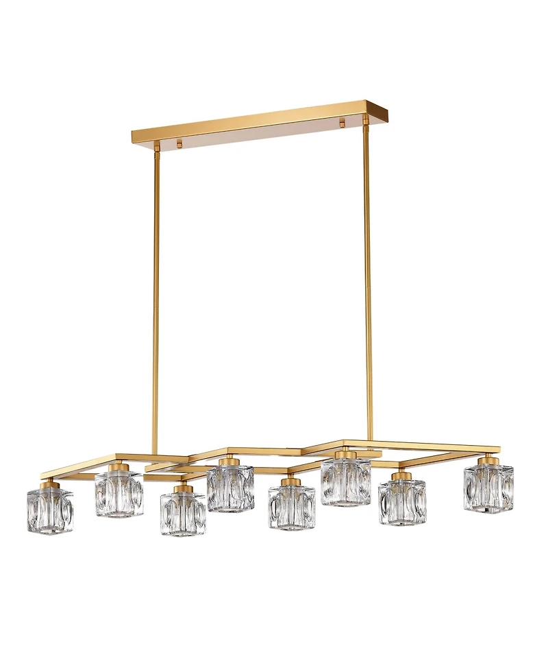 Streamdale 8-Light Crystal Chandelier with Matte Gold Finish, Ideal for Dining Rooms and Various Other Spaces
