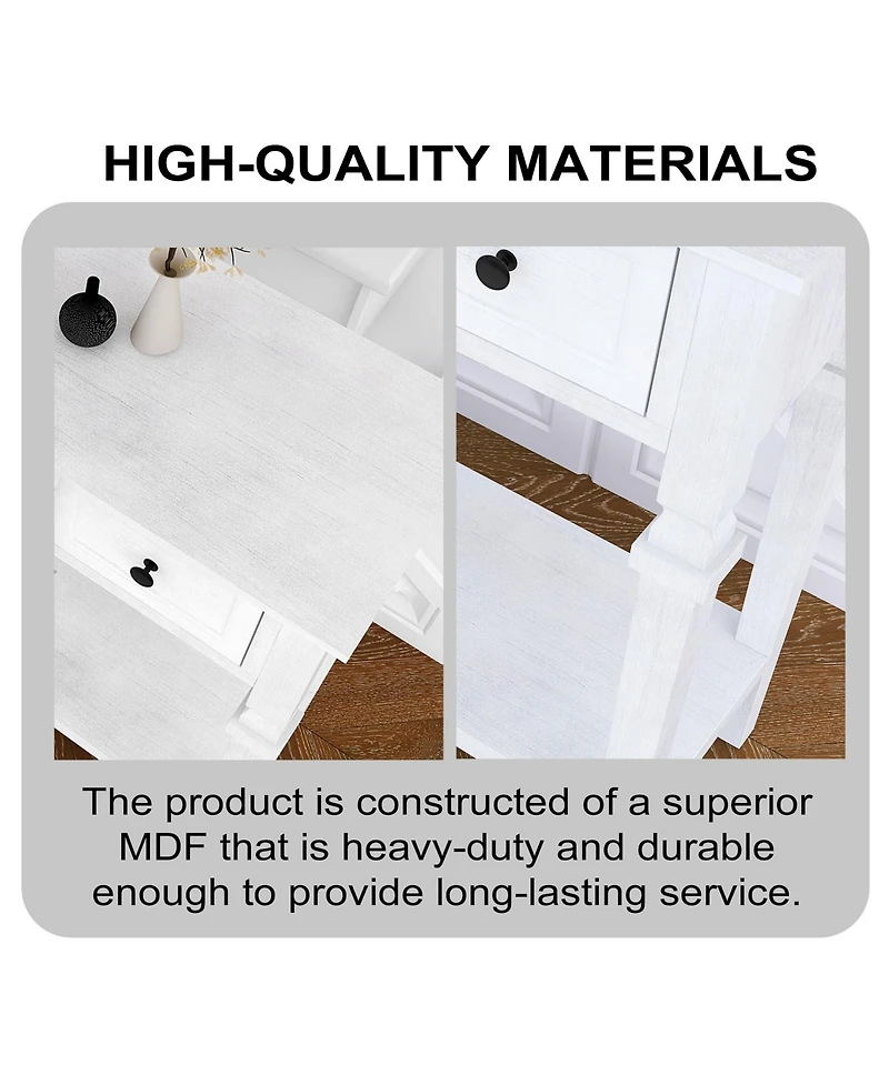48 inch Long Console Table with 4 Drawers and 1 Bottom Shelf for Entryway Hallway Easy Assembly