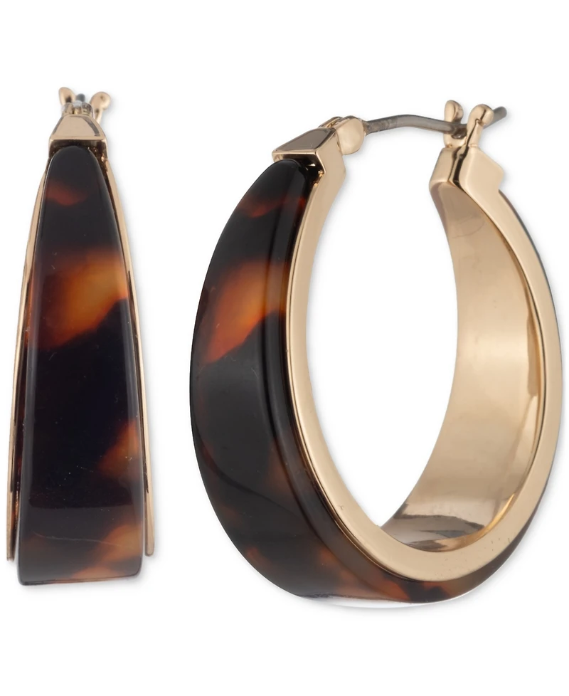 Lauren Ralph Lauren Gold-Tone Tortoise Shell-Look Small Hoop Earrings, 0.8"