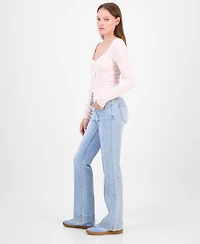 Madden Girl Juniors' Mid-Rise Pintuck Bootcut Jeans
