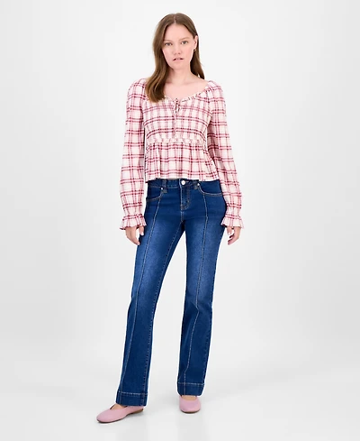 Madden Girl Juniors' Mid-Rise Pintuck Bootcut Jeans