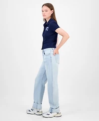Madden Girl Juniors' Roll-Cuff Barrel-Leg Jeans