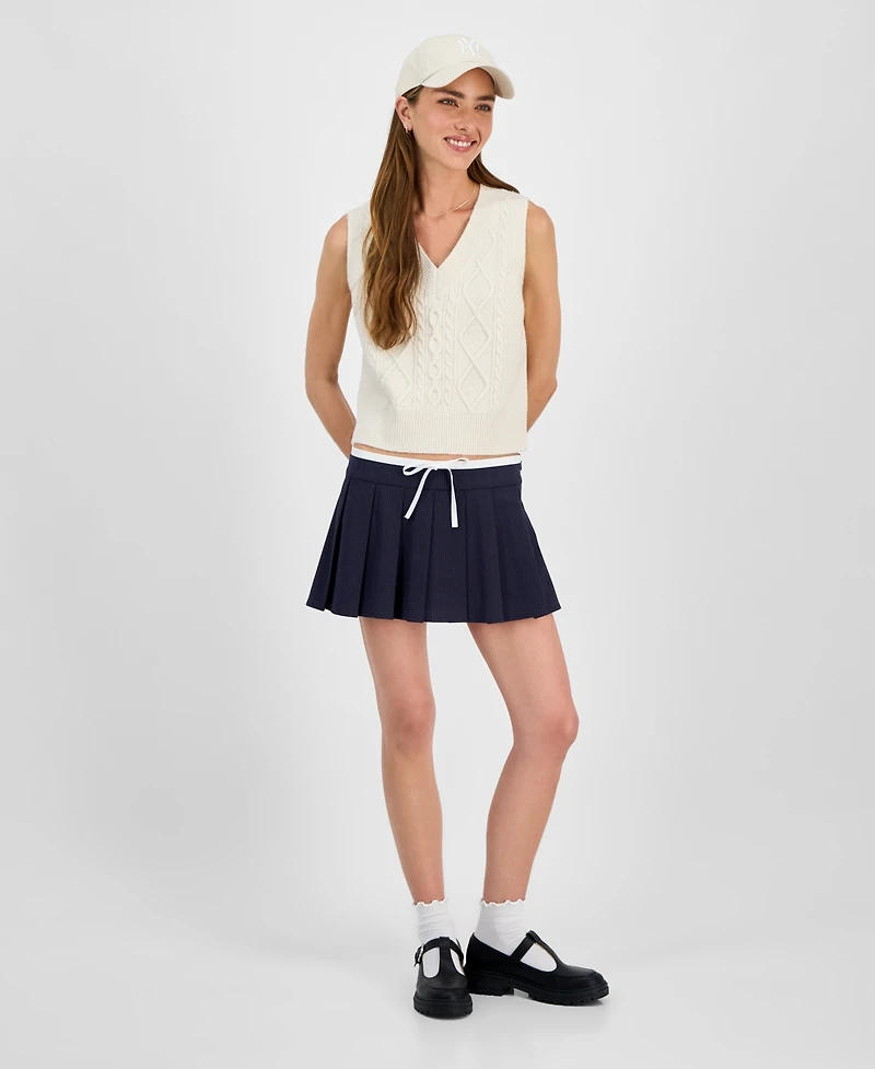 Hooked Up by Iot Juniors' Cable-Knit Sweater Vest