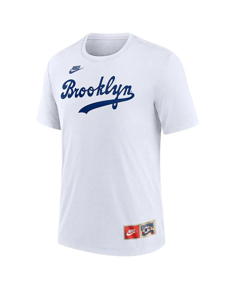 Nike Men's Jackie Robinson White Brooklyn Dodgers Cooperstown Collection Tri-Blend Name Number T-Shirt