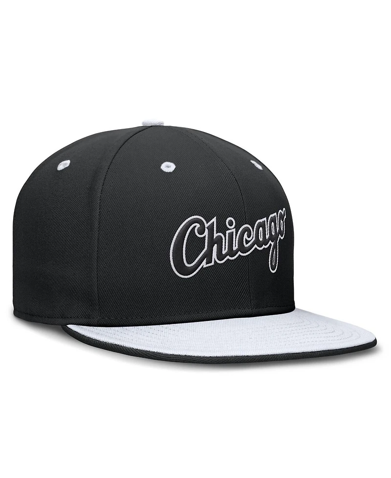 Nike Men's Black/White Chicago White Sox True Primetime Two-Tone Performance Fitted Hat