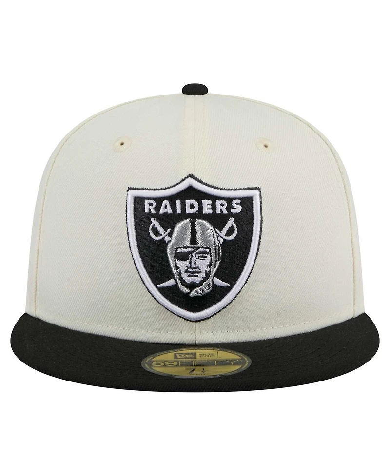 New Era Men's White/Black Las Vegas Raiders Main 59FIFTY Fitted Hat