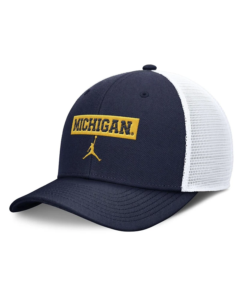 Jordan Men's Michigan Wolverines Navy/White Adjustable Trucker Hat
