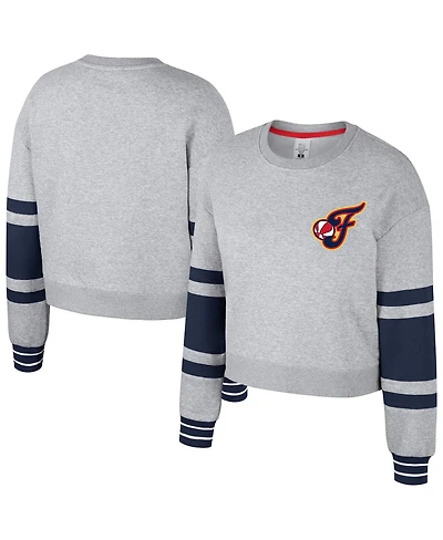 Stadium Essentials Men's and Women's Heather Gray Indiana Fever Cropped Pullover Sweatshirt