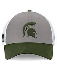 Top of the World Men's Gray/Green Michigan State Spartans Oht Military Appreciation Badge Trucker Adjustable Hat
