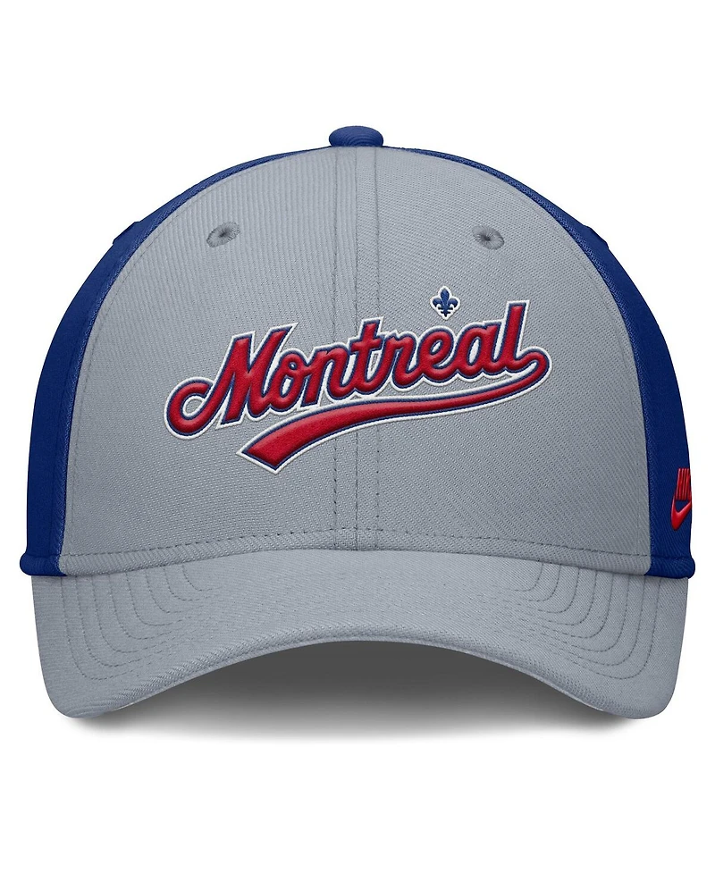 Nike Men's Gray/Blue Montreal Expos Rise Swoosh Performance Flex Hat