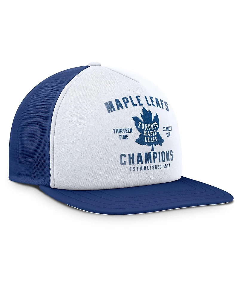 Fanatics Men's White/Blue Toronto Maple Leaf's Decades Collection Foam Front Snapback Hat
