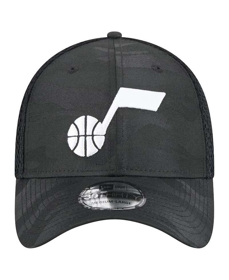 New Era Men's Black Utah Jazz Subtle Camo 39THIRTY Flex Hat
