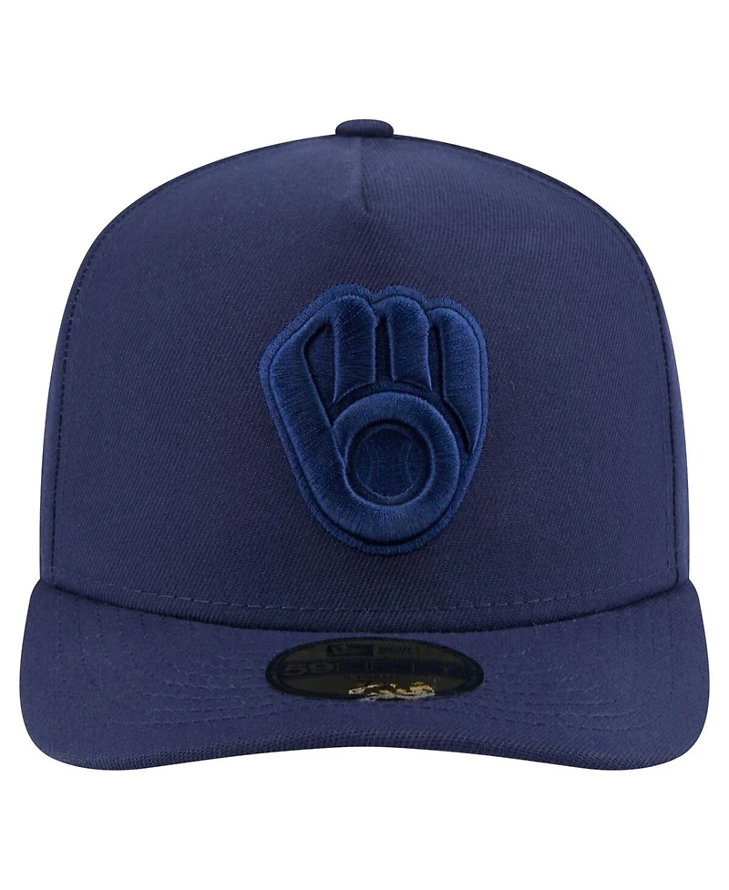 New Era Men's Navy Milwaukee Brewers Color Pack A-Frame 59FIFTY Fitted Hat