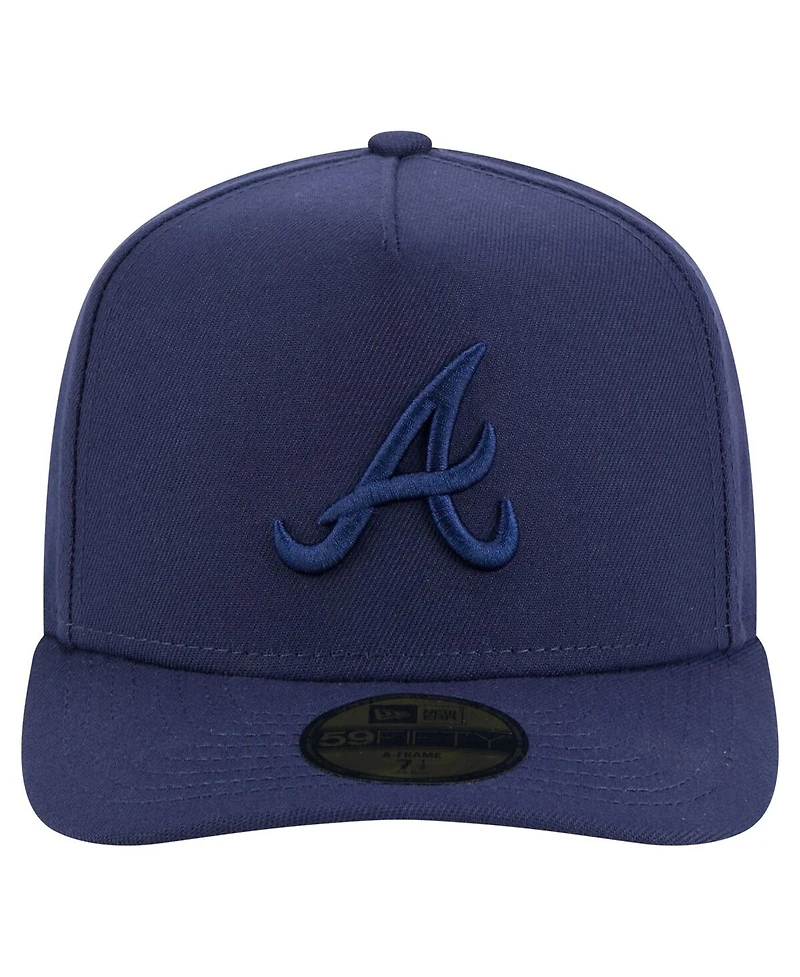 New Era Men's Navy Atlanta Braves Color Pack A-Frame 59FIFTY Fitted Hat
