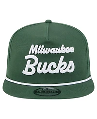 New Era Men's Hunter Green Milwaukee Bucks Team Text Golfer Snapback Hat