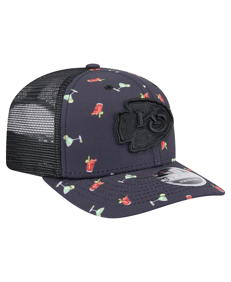 New Era Men's Navy/Black Kansas City Chiefs Adventure Drinks Pattern 9SEVENTY Stretch Snap Hat